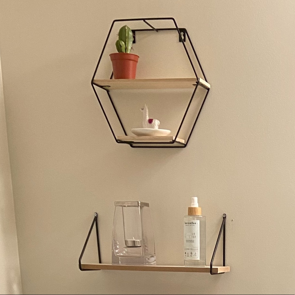 Hexagon wooden shelves